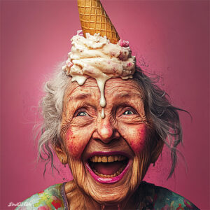 Jolly Wrinkles Wenskaart Icecream Woman