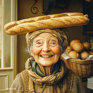 Jolly Wrinkles Wenskaart Old Baguette Woman