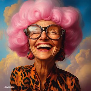 Jolly Wrinkles Wenskaart Old Pink Hair Woman