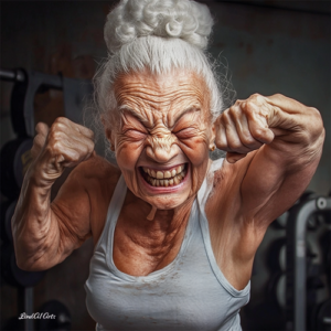 Jolly Wrinkles Wenskaart Old Woman Fitness
