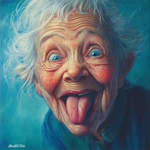 Jolly Wrinkles Wenskaart Old Woman Sticking Out Tongue