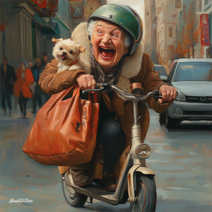 Jolly Wrinkles Wenskaart Old Woman on Scooter