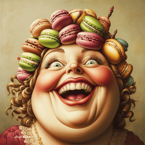 Jolly Big Lady with Macarons