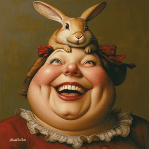 Jolly Big Lady with Rabbit