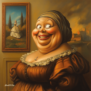 Jolly Big Lady Sees Herself In Painting