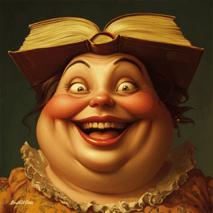 Jolly Big Lady with Book