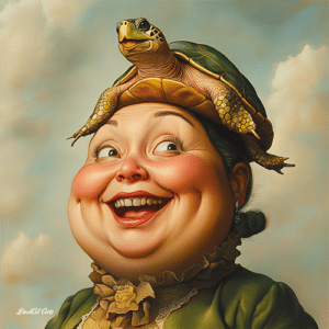 Jolly Big Lady with Turtle