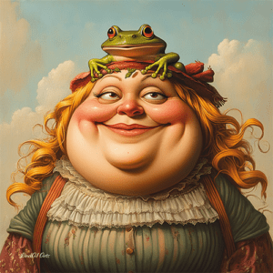 Jolly Big Lady with Frog