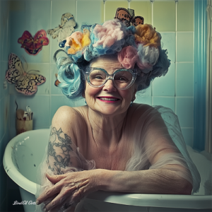 Jolly Wrinkles Wenskaart Old Woman taking a Bath