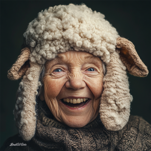 Jolly Wrinkles Wenskaart Old Woman with Sheep Hat