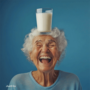 Jolly Wrinkles Wenskaart Old Lady With a Glass of Milk