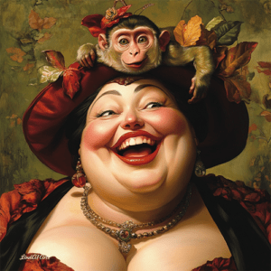 Jolly Big Lady with Monkey
