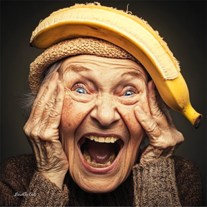 Jolly Wrinkles Wenskaart Old Woman Going Bananas