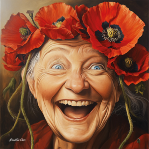 Jolly Wrinkles Wenskaart Old Woman with Poppies