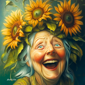 Jolly Wrinkles Wenskaart Sunflower Woman