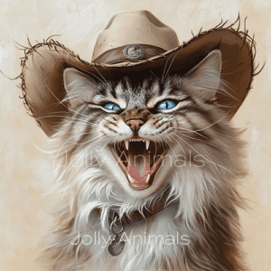 Cowboy cat - Mini Canvasdoekjes 20 x 20 cm