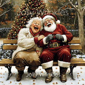 On a bench with Father Christmas