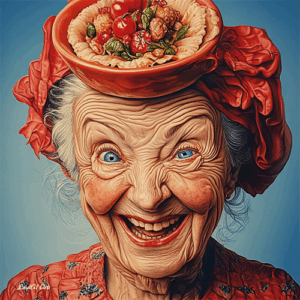 Jolly Wrinkles Wenskaart Italian Dish Woman