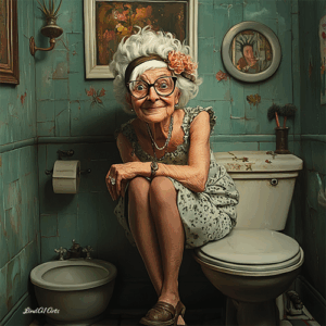 Jolly Wrinkles Wenskaart Old Woman Sitting on the Toilet