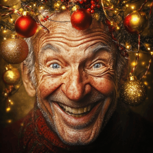 Man with christmasdecorations