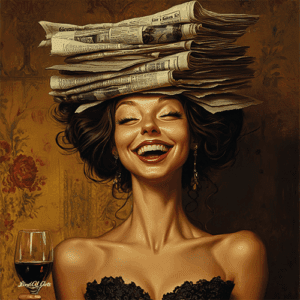 Sophisticated lady with newspapers