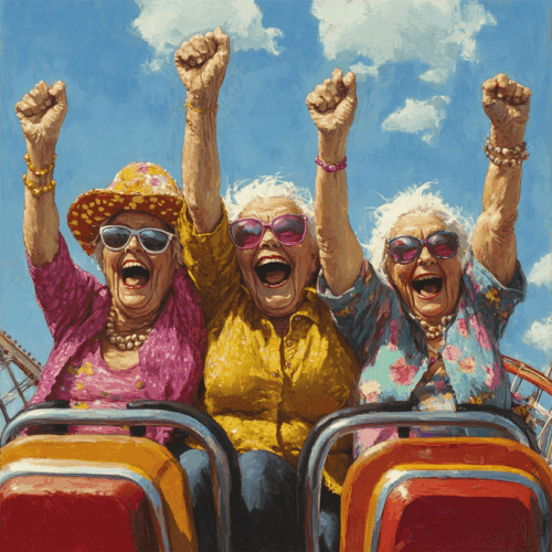 Jolly Wrinkles Wenskaart  - Fun in rollercoaster