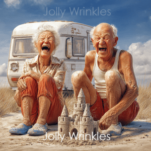 Jolly Wrinkles Wenskaart  - Op de camping Zandkasteel