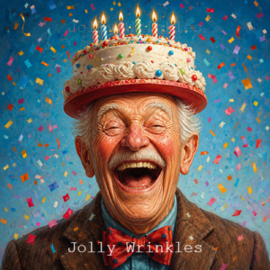 Jolly Wrinkles Wenskaart - Taart op je hoofd