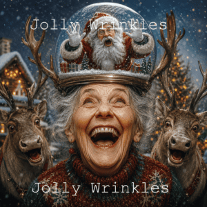 Jolly Wrinkles Kerst wenskaart - Kerstman op je hoofd