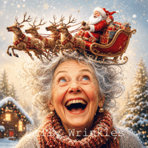 Jolly Wrinkles Kerst wenskaart - Kerstslee op je hoofd