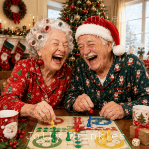 Jolly Wrinkles Kerst wenskaart - Mens erger je niet