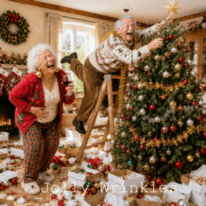 Jolly Wrinkles Kerst wenskaart - Piek in de boom